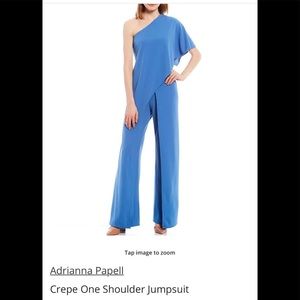 Adrianna Papell one shoulder jumpsuit.